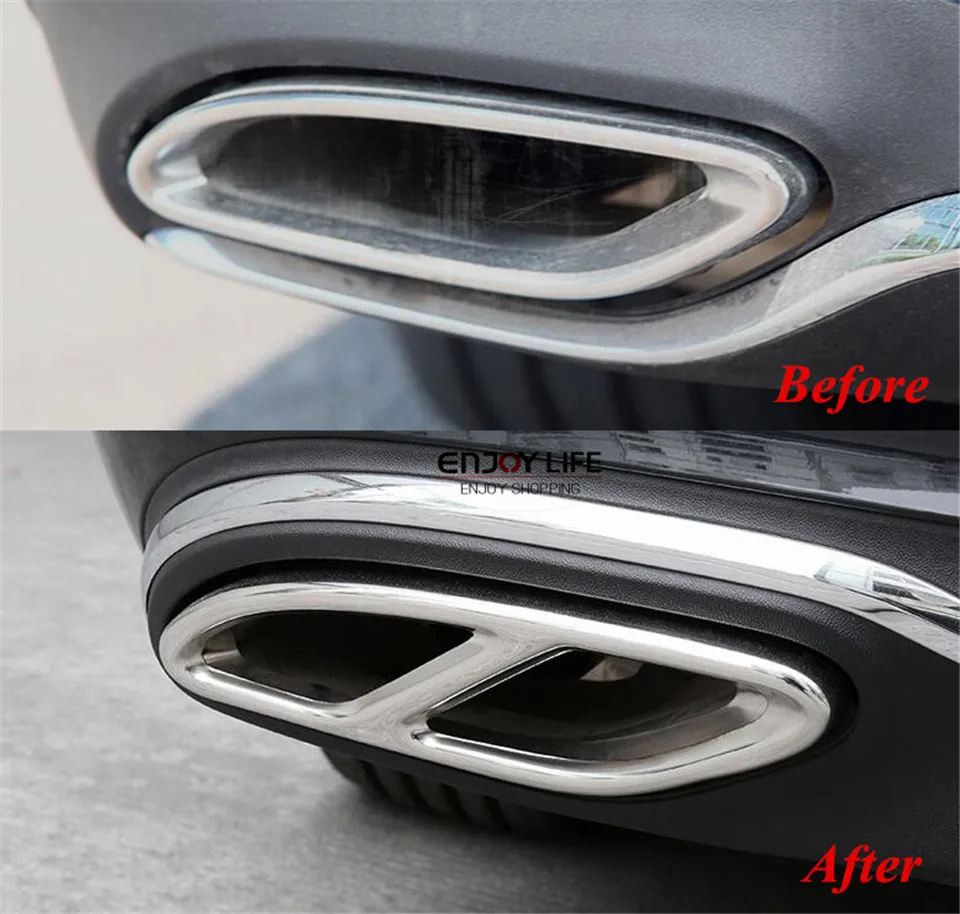 Rear Dual Exhaust End Pipe Sticker Cover Trim For Mercedes Benz GLE Class W166 & Coupe C292 2015