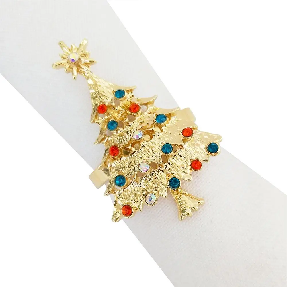 Christmas Tree Napkin Buckle Metal Napkin Ring Hotel Restaurant Decoration Napkin Ring Crafts Jewelry Wedding Holiday Party DIY