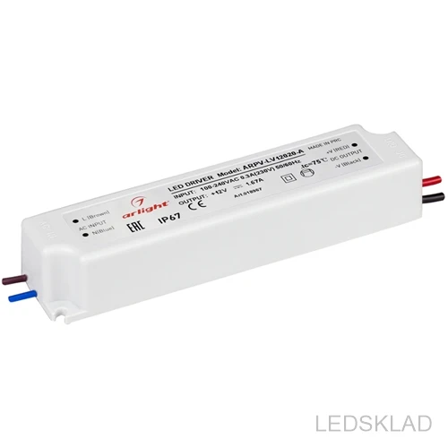 018967 power supply arpv-lv12020-a (12V 1.7a 20W) (ARL IP67 plastic 3 years old)-1 pc Arlight | Лампы и освещение