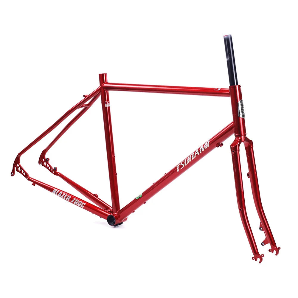 CR-MO сталь 700c Road Touring Frameset CX циклокросс 2" рама вилка гравий дисковый тормоз Классический хром велосипедные рамы