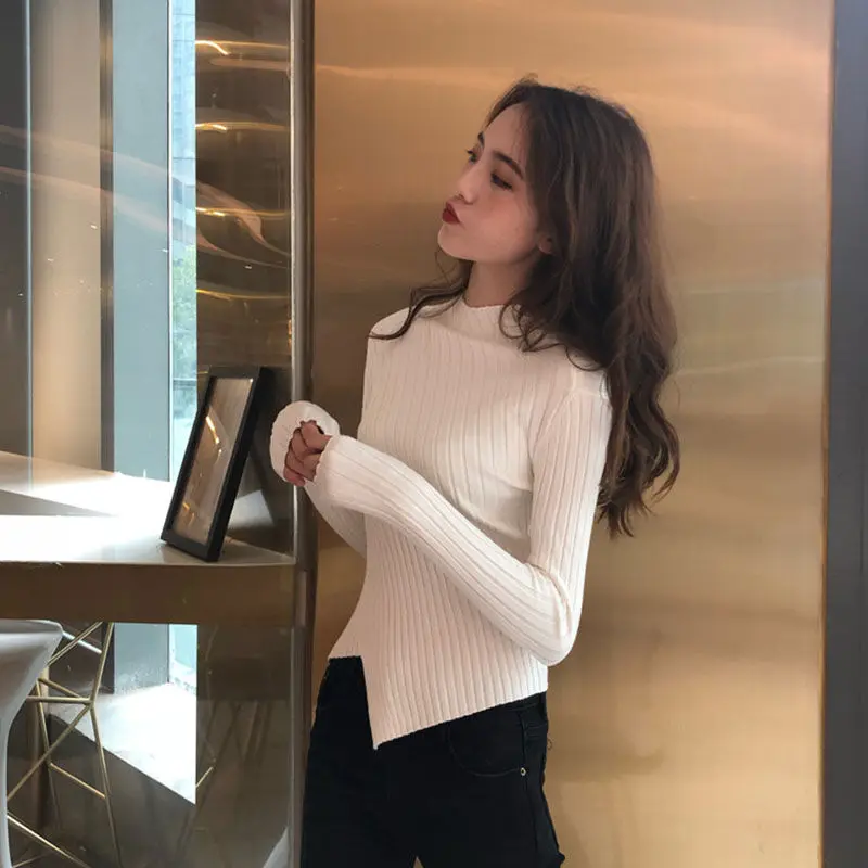 

2020 New Net Red Thin Knit Low Waist Jersey Autumn and Winter Wear Sweater Slim Long Sleeve