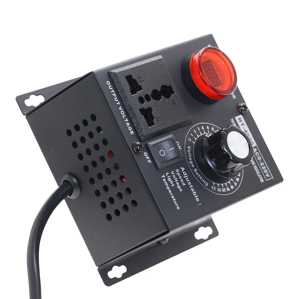 ЕС Plug AC220V 4 кВт SCR Регулируемый диммер светильник температура двигателя