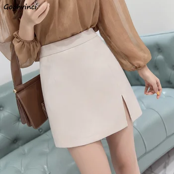 

Skirts Women Chic A-Line Korean Style Plus Size Slim Student Elegant Womens 2020 High Waist Skirt Ladies Lovely Simple New Girl