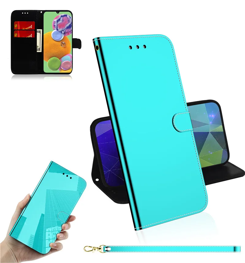 Зеркало бумажник чехол для samsung Galaxy S8 S9 S10 плюс Note10 Note10Plus A90 5G S10E A50 A10 A20 A30 A10E A70 держатель Стенд кожаный чехол