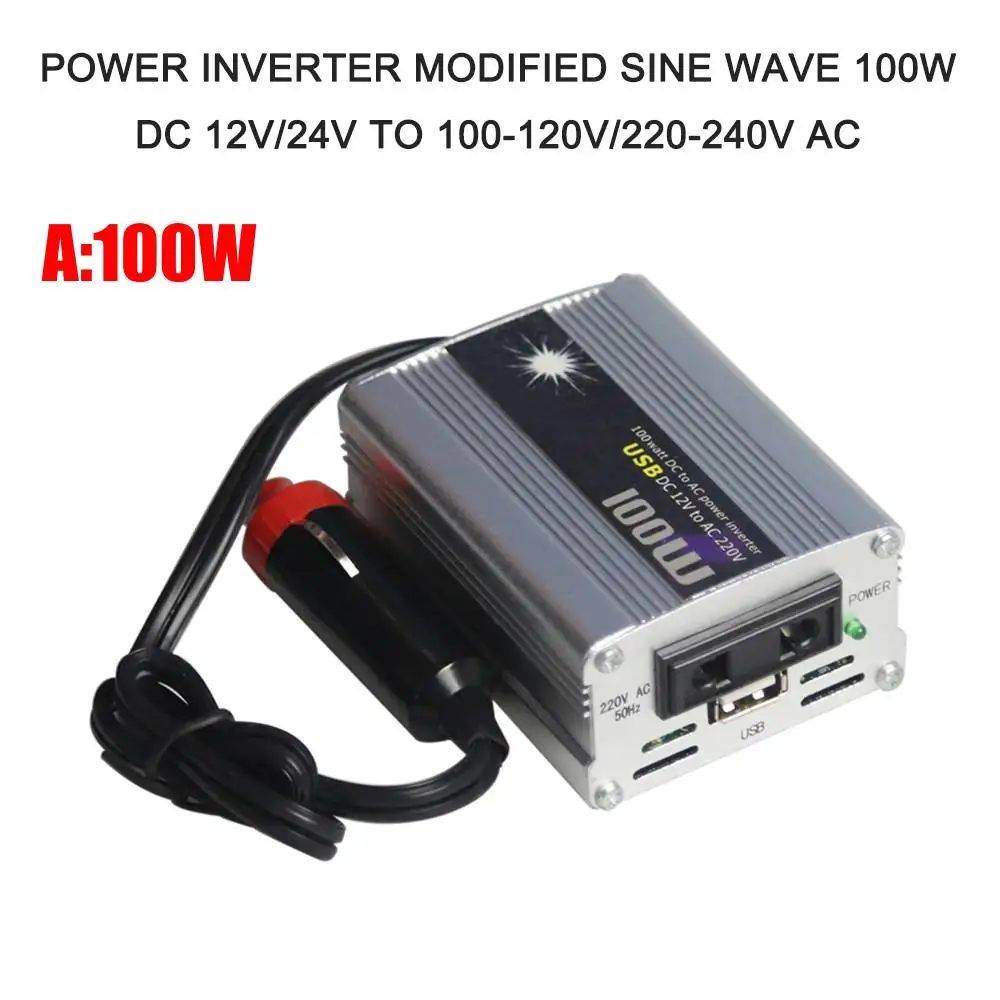 

Car Power Inverter Universal Vehicle Power Converter 200W DC12V/24V to AC100-120V/220-240V For Car SUV Truck Vans