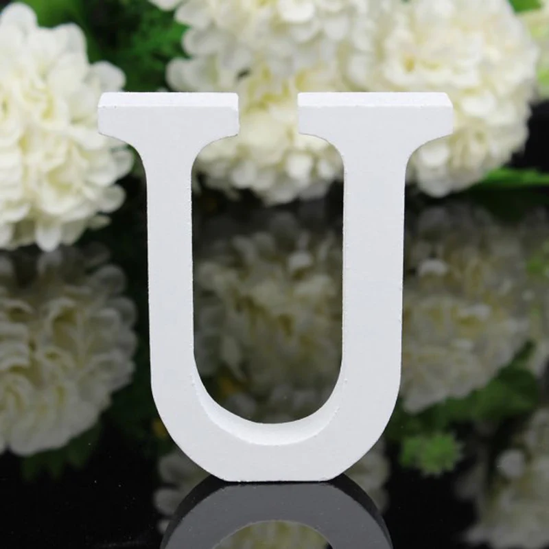Белые деревянные принадлежности с буквами алфавита любви вечерние свадебные украшения - Цвет: U