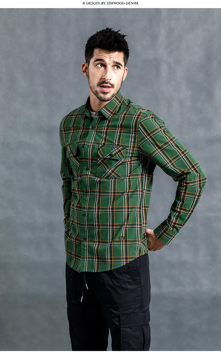 Мужская клетчатая рубашка SIMWOOD, модная повседневная рубашка высокого качества, брендовая уличная одежда, модель 190123 на осе