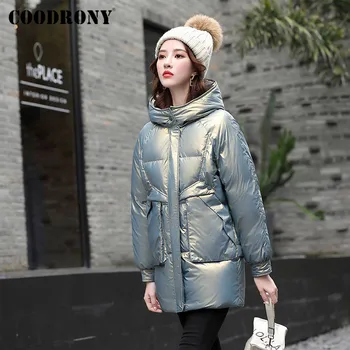 

COODRONY Brand Streetwear Bright Solid Color Women's Winter Down Jackets 2020 Windproof Warm Female Long Puffer Coats W9032
