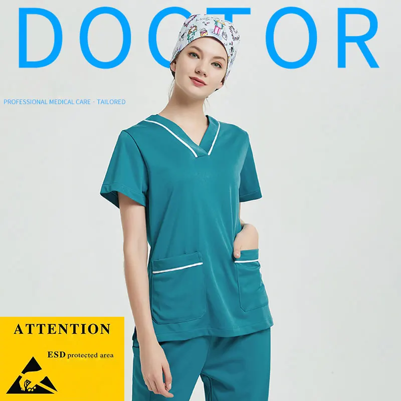 

new anti-static uniform beauty salon nursing uniform lab uniform pet shop Scrub uniform Work clothes