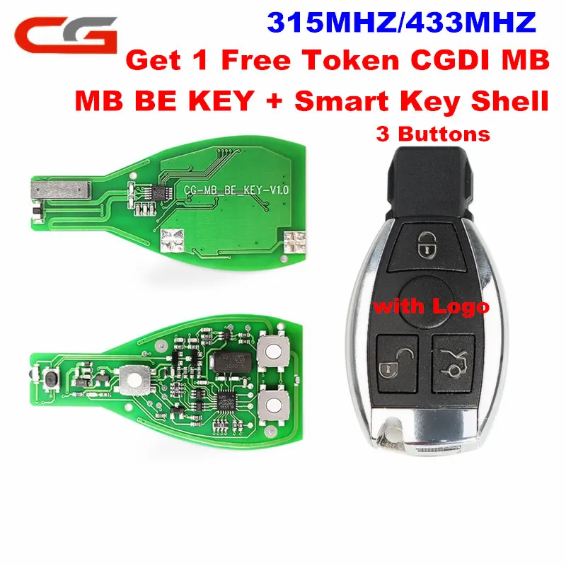 CG MB BE KEY Pro 315 MHZ/433 MHZ получите 1 бесплатный жетон отлично работает для Benz с 3 кнопками Smart Key Shell CGDI MB Prog