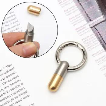 

Stainless Steel Unboxing Cutter Sharp Capsule Keyring Tiny Cutting Tool Keychain