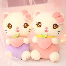 Poupée chat coeur pêche pour fille, jouet en peluche avec oreiller de chevet, joli cadeau d'anniversaire pour filles, coussin de canapé