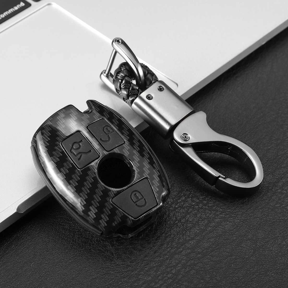 3 ключа умный дистанционный ключ из углеродного волокна брелок чехол Чехол для Mercedes-Benz для E C S CLK SLK ML - Название цвета: Черный