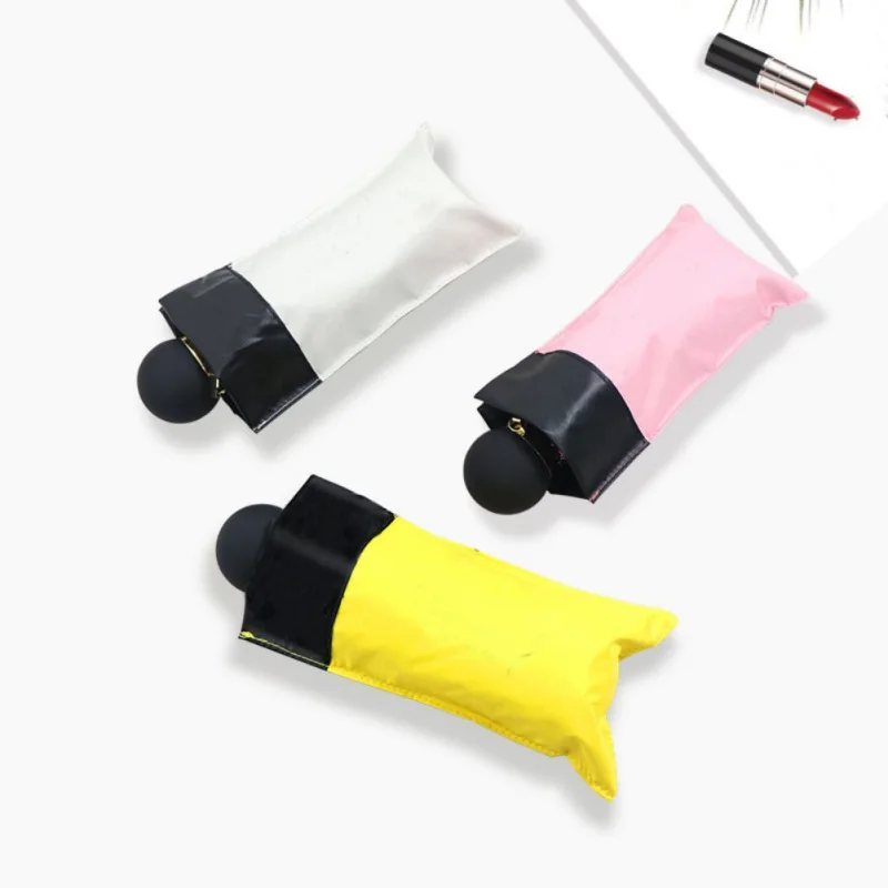 PMini милый пятискладной зонтик переносной зонтик для Женский Одноцветный черный резиновый Зонт аксессуары для путешествий PGM