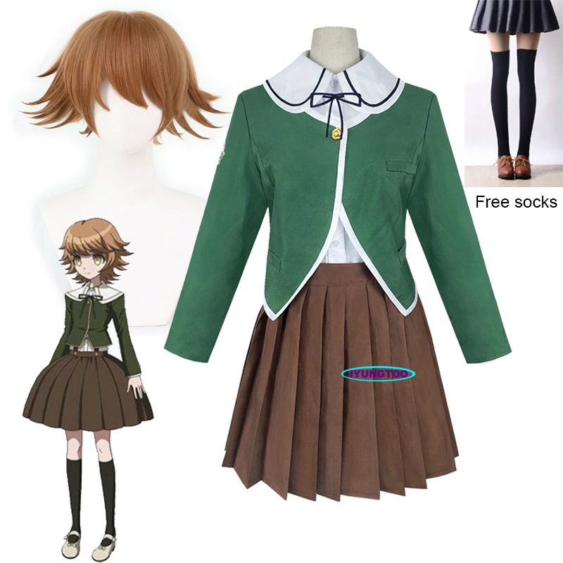 Кума Тихиро Фудзисаки Косплэй костюм Danganronpa парик Для женщин JK форма на Хэллоуин