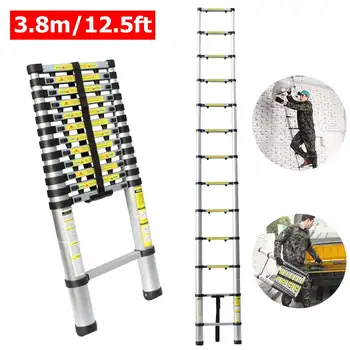 

3.8m12.5ft Aluminum Multi-Purpose Extention Ladder Telescopic Stepladders Lightweight Portable Household outdoor 330lbs