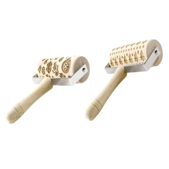 

Embossed Rolling Pin Christmas Wood Carving Ball Pin DIY Tool with Christmas Tree Cookie Pattern, Suitable for Children and Adul