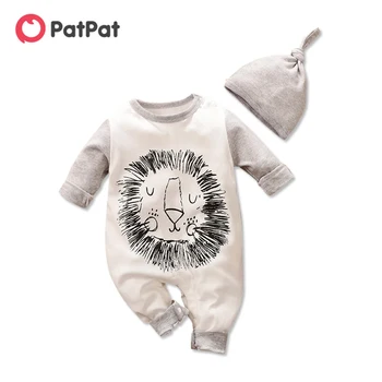 

PatPat 2020 New Summer and Spring Baby Lion Print Jumpsuit and Hat Baby & Toddler Girl One Pieces Jumpsuits