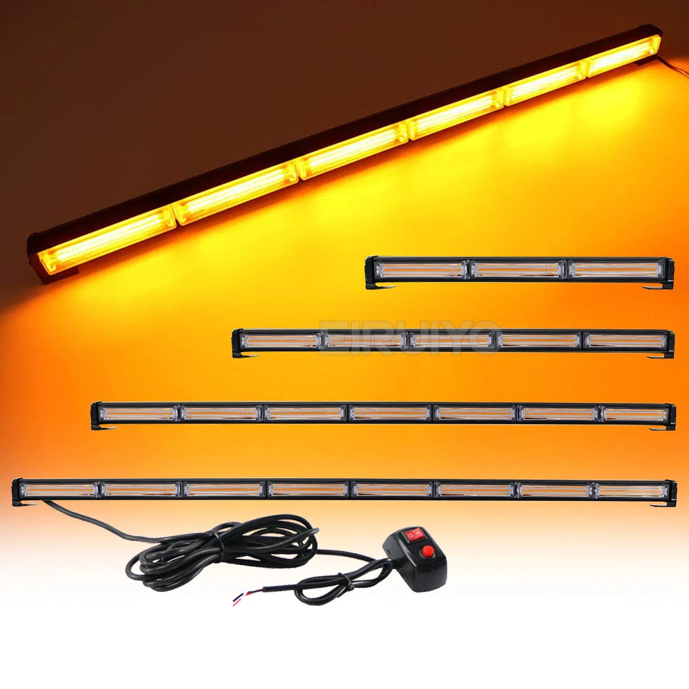 Amber Red 18&quot 29&quot 41&quot 46&quot 36W to 144W COB Led Strobe Lights Traffic advisor Police emergency Flashing Warning Lightbar 12V 24V |