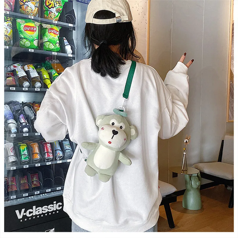 Cute Lion Monkey Plush Toys Backpack Key Phone Bag Crossbody Bag Shoulder Bags Cartoon Animals Dolls Gift for Kids Friends  (17)