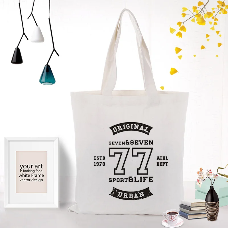 Текстовый Тип Холщовая Сумка для покупок сумка с короткими ручками с логотипом текст DIY ежедневное использование экологическая многоразовая утилизация