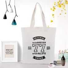 Текстовый Тип Холщовая Сумка для покупок сумка с короткими ручками с логотипом текст DIY ежедневное использование экологическая многоразовая утилизация