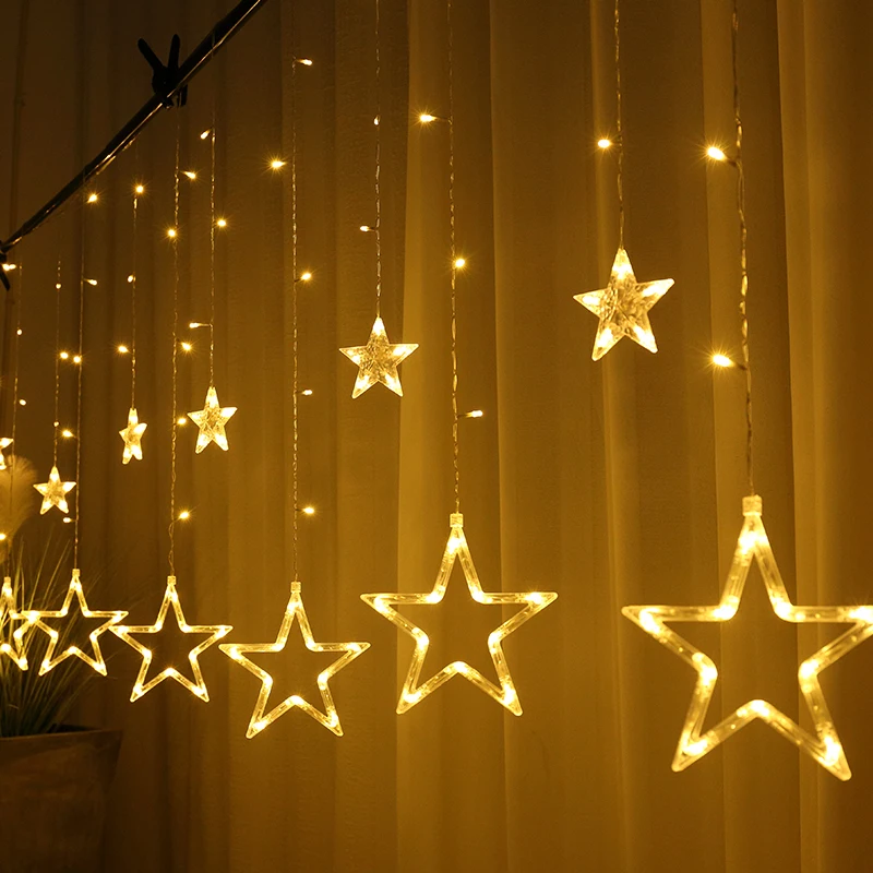 Led Stars Five Pointed Star Curtain Lights Balcony Bedroom Room