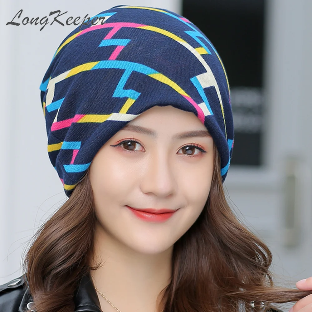 

LongKeeper Fashion Brand New Women Beanies Caps Spring Winter Female Hip Hop Hat Bonnet 4 Way To Wear