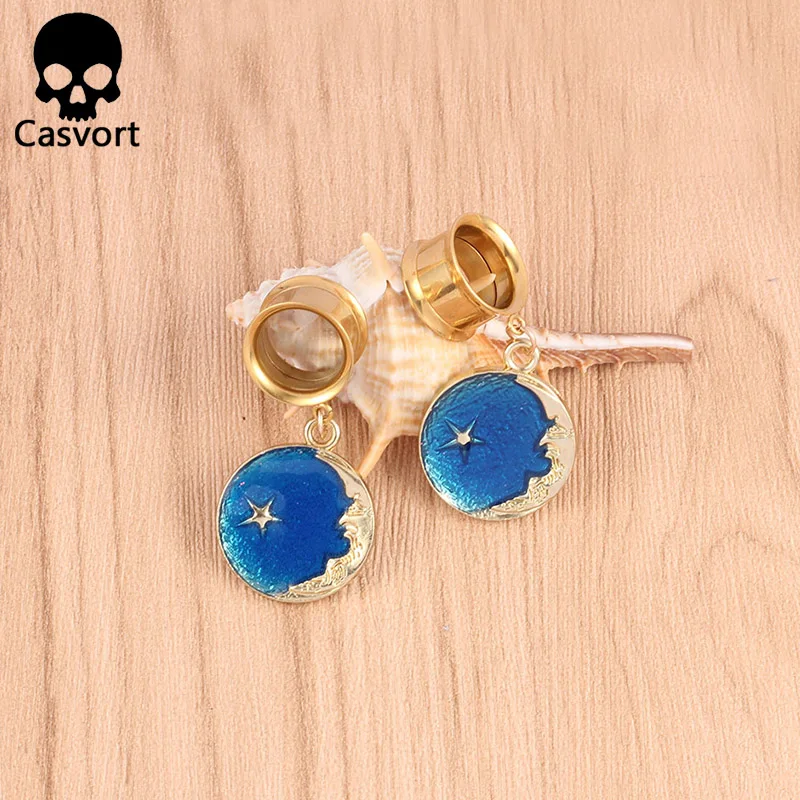 Casvort, 2 шт., пирсинг для ушей, расширитель, туннель, заглушка, Висячие шпильки, седло, ушные измерители, носилки, модные украшения для пирсинга тела, подарок