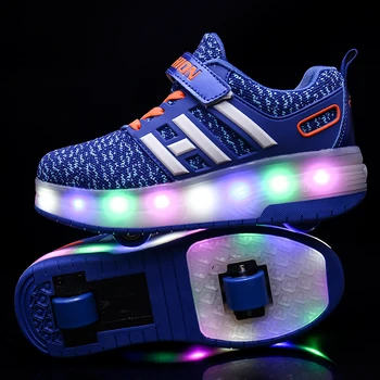 

ULKNN Kid's Roller Skate Shoes Two Wheels Boys Girls Street Skates Children Outdoor LED Flashing Lamp