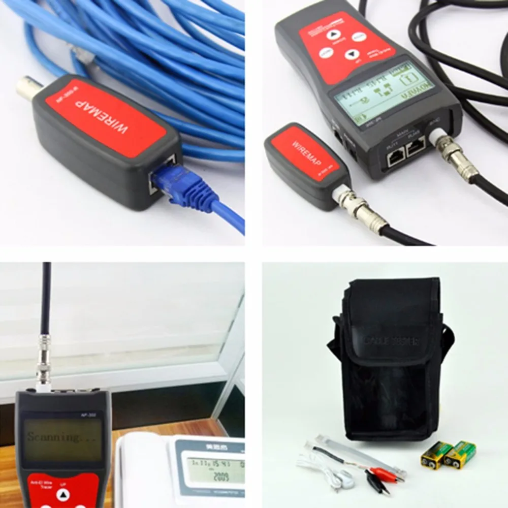 NOFAYA NF-300 Professional LAN Tester RJ45 Cable Length Tester Network Monitoring Wire Tracker Anti-Interference Tone Tracer
