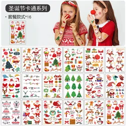Pegatinas faciales impermeables para niños, calcomanías con dibujos animados para fiesta navideña, protección del medio ambiente, pegatinas de alce