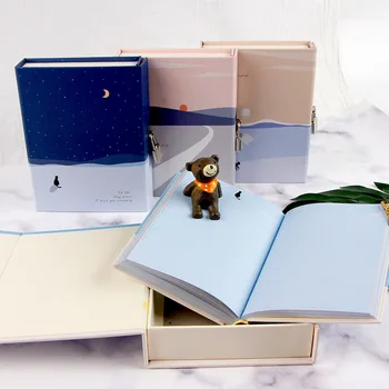 

1pc Notebook With Lock Paper Diary Planner Agenda School Hand-painted Note Book Calender Travelers Notbook Study