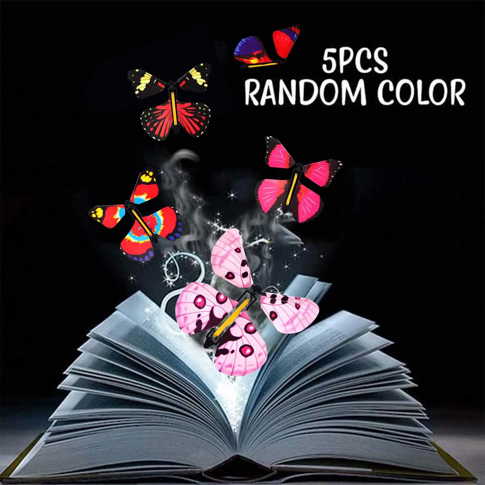 

5/8/20PCS Colorful Magic Flying Butterfly Toy Clockwork Rubber Band Powered Butterfly Kids 2020 Birthday Christmas Gift Juguete