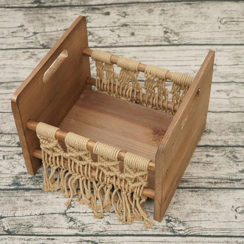 Brown Tassel bed Реквизит для фотосъемки новорожденных деревянная винтажная кровать с кисточками для студийной фотосъемки реквизит для фотосъемки - Цвет: Brown Tassel bed