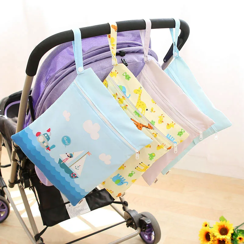 Mommy Diaper Bag for Baby Reusable Cloth Nappy Wet Bag Infant Portable Waterproof Stroller Dry Pail Pocket 28*30cm - 6