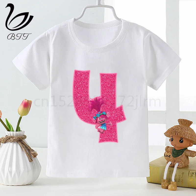Детская футболка с надписью «Happy Birthday» и «Number Trolls»; детская футболка с принтом «Happy Birthday»; Забавные топы для детей; одежда для малышей