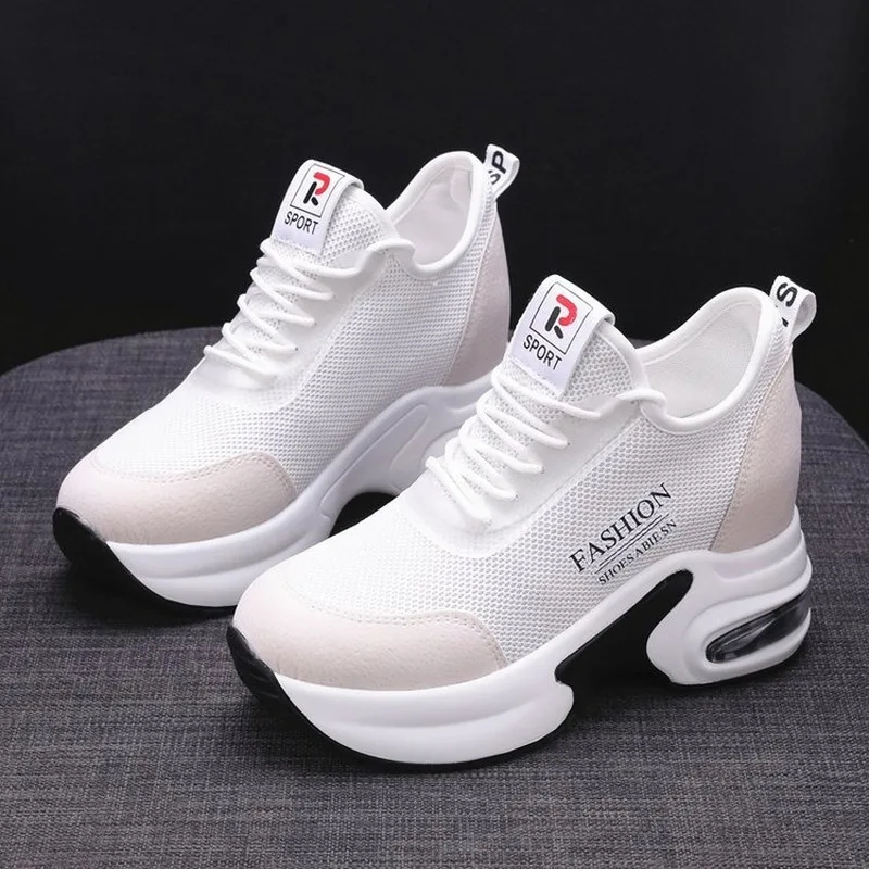 Zapatillas de deporte con cuña de plataforma para mujer, zapatos de malla transpirables de alta calidad, informales, para primavera y otoño, Y997, 2020