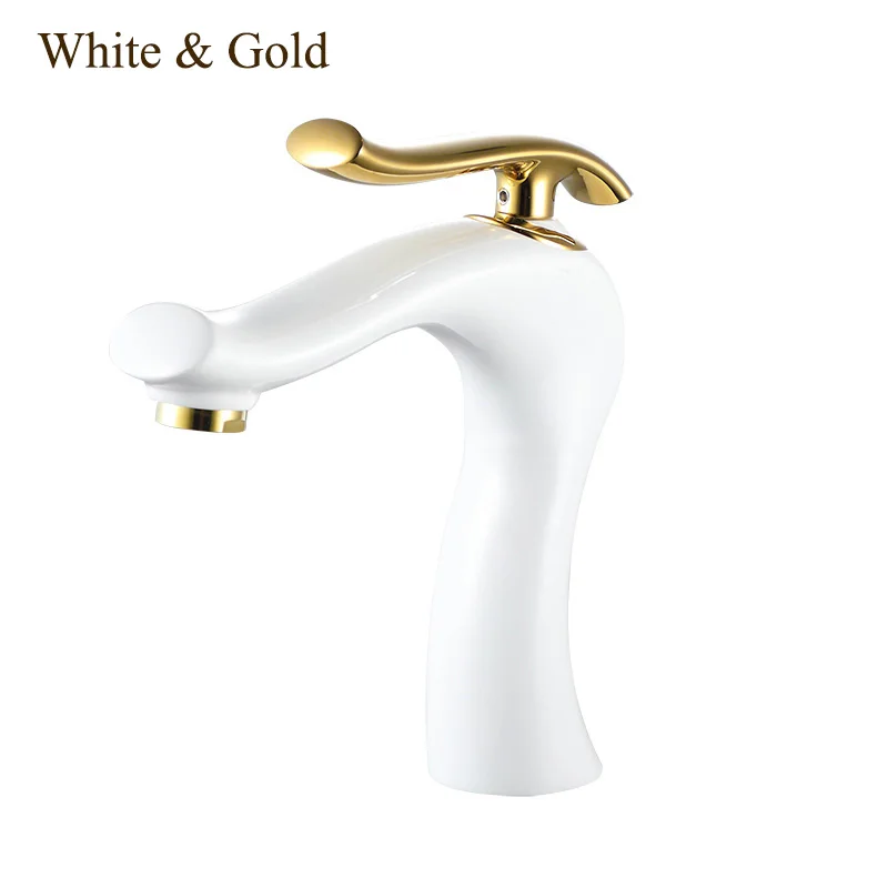 White Gold Латунный масло втирают Бронзовый ORB Черный кран для ванной резервуар для раковины Смеситель кран холодной горячей воды WF0008 - Цвет: White Gold