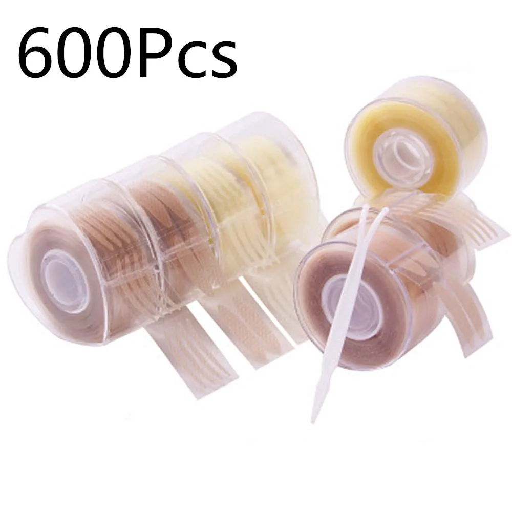 

600Pcs Invisible Reel Double Eyelid Sticker Lace Mesh Breathable Cylinder Skin Color Natural Color Eye Sticker 300Pair