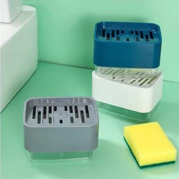 

Soap Dispenser Soap Pump Sponge Caddy New Creative Kitchen 2-in-1 Manual Press Liquid Soap Dispenser With Washing Sponge