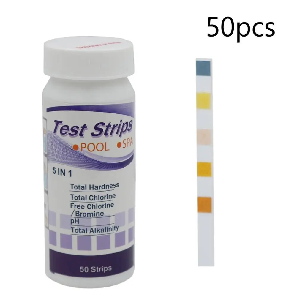 

Multi-Function Detection 5-In-1 Swimming Pool Test Paper Total Hardness Chlorine Ph Total Alkali Free Bromine Free Chlorine