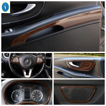 

Yimaautotrims Inner Door Handle Bowl Frame / Steering Wheel Frame ABS Wood Grain Fit For Mercedes-Benz Vito W447 2014 - 2019