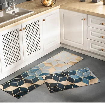 

PVC Oil-proof Kitchen Carpets Long Size Floor Mat Marbling Pattern Kitchen Floor Area Tatami Mat Sofa Decor Set Doormat Non-slip
