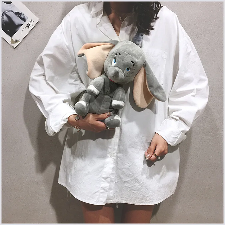 

New cute cartoon baby elephant cartoon girl doll birthday gift doll bag Soft plush kawaii slung shoulder bag