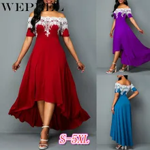 WEPBEL женское платье большого размера цветочное Цветочное платье с коротким рукавом с вырезом лодочкой сексуальное Новое повседневное Модное Длинное кружевное дамское летнее платье