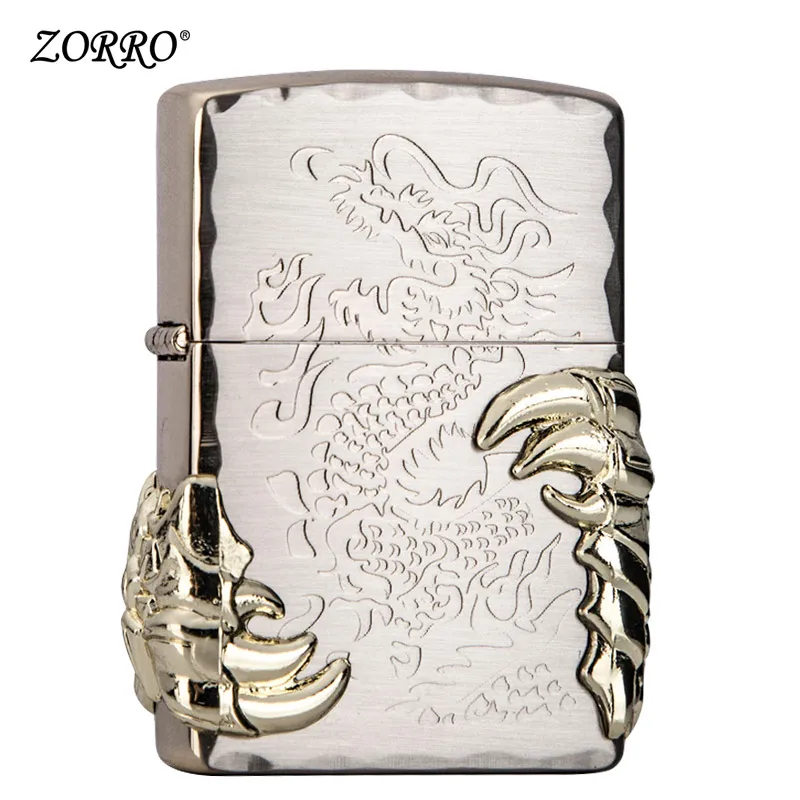 Personality Creativity of Zorro Kerosene Lighter Wind-proof Personality Chinese Dragon Lighter Side Dragon Claw Birthday Gift Ma