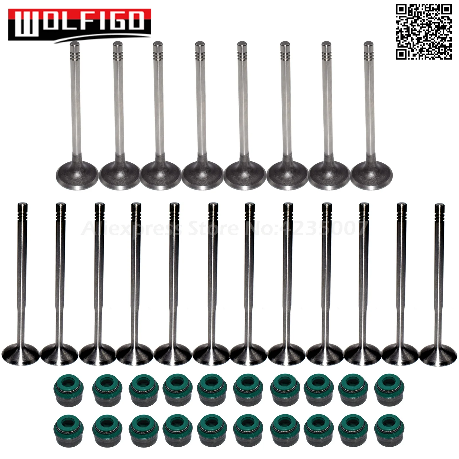 Wolfigo Intake Exhaust Valves & 20pcs Valve Stem Seals Kit For Vw Jetta