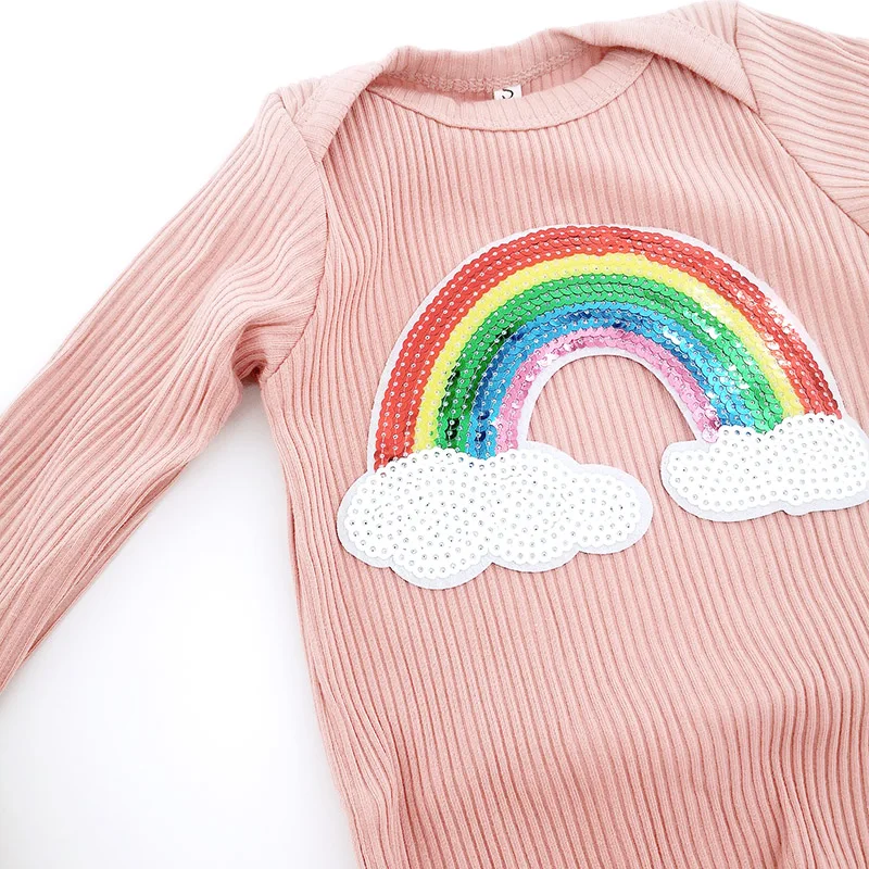 Bebê Menina Arco-íris Algodão Macacão Pijama Macio Menino Crianças Queda Roupas Manga Longa O-pescoço Bodysuits Outfits 0-3 Mês Dropshipping 14 Bebê menina arco-íris algodão macacão pijama macio
