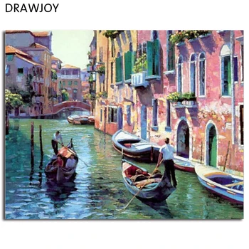 

Venice Landscape Frameless Pictures Painting By Numbers DIY Digital Canvas Handpainted Oil Painting Water City Home Decor G086